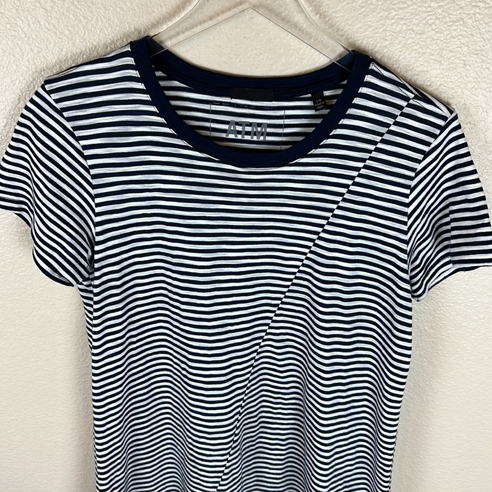 ATM Anthony Thomas Melillo Stripe Jersey Short Sleeve Dress - Picture 5 of 8